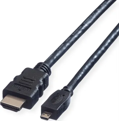 Produktbild von VALUE HDMI High Speed Kabel mit Ethernet, HDMI A ST - Micro HDMI ST, 2 m