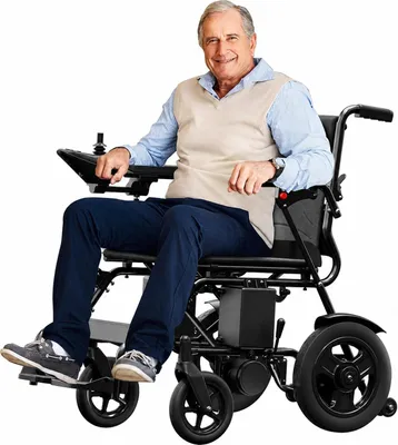 Obrázok produktu pre Elektrický skladací invalidný vozík TW121 z ocele | Motor 2×250 W | Dojazd až 25 km | Vyberateľná batéria | Brzda E-ABS | Nosnosť 100 kg