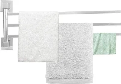 Obrázek produktu pro Nerezový věšák na ručníky se 3 otočnými tyčemi - nástěnný koupelnový věšák na ručníky 40 cm