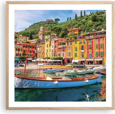 Produktbild von Gerahmtes Poster - Rahmen in heller Eiche - Weihnachtsmann Margherita Ligure - 60x60 cm - Wand Bild - Wanddeko - Wandbilder - Wandposter - Bilderrahmen - Bilder - Kunstdruck - P2NAC60x60-4232