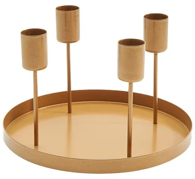 Immagine prodotto di Ciotola decorativa in metallo come portacandele a bastoncino per  d'Avvento oro 18 cm