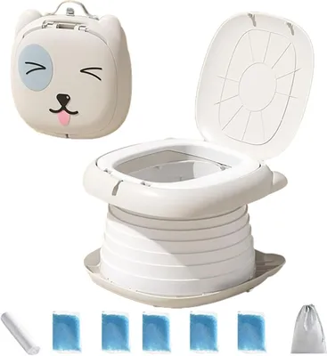 Image de Pot de toilette pour enfants - Toilette portable - Pour une propreté en déplacement - Design pliable - 27 x 27 cm - Gris