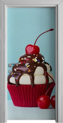 Produktbild von Tür Selbstklebende 90x210 cm Türfolie Türtapete Klebefolie - Cupcake Eiscreme