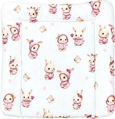 Produktbild von TupTam Baby Wickeltischauflage mit Baumwollbezug Gemustert, Farbe: Kaninchen/ Rosa, Größe: 70 x 60 cm