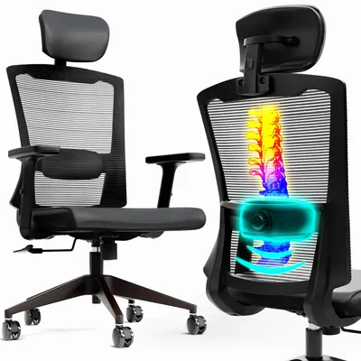 Immagine prodotto di Sedia da ufficio ergonomica - Rete - Poggiatesta regolabile - Braccioli - Fino a 136 kg