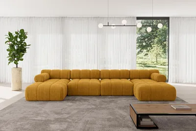 Produktbild von ALTDECOR Modulares Sofa Ecksofa in U-Form - Tesso-U2 - 380x160x70 cm Senfgelb Corner modular Sofa Eckcouch Couch Wohnlandschaft Cauchsofa Polstersofa