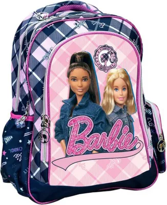 Obrázok produktu pre Batoh Barbie pre dievčatá – ružový/čierny – školská taška pre deti – 3 veľké priehradky – 2 bočné vrecká – batoh s trblietkami – nastaviteľné ramenné popruhy – 46 x 35 x 20 cm