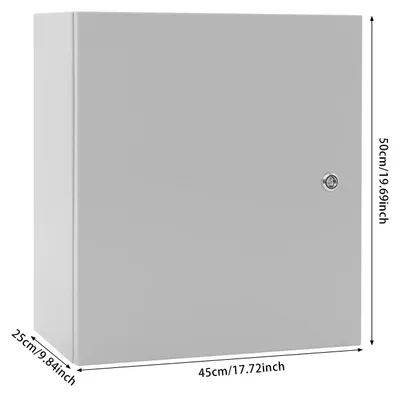 Zdjęcie produktu dla Obudowa zewnętrzna przełącznikowa - Rozdzielnica ścienna - Klasa szczelności IP65 (wodoszczelna) - Zamykana metalowa obudowa - Odporność na uderzenia IK08 - Wymiary: 45x50x25 cm - Kolor: szary