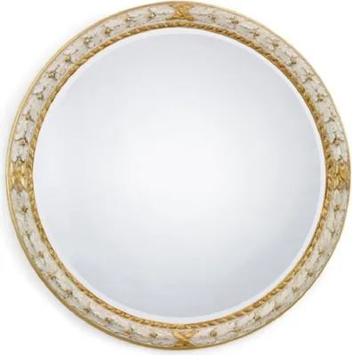 Produktbild von Casa Padrino Luxus Barock Spiegel Weiß / Gold - Runder italienischer Barockstil Wandspiegel - Luxus Möbel im Barockstil - Luxus Qualität -  Italy