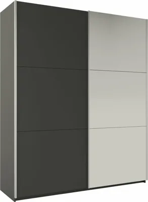 Produktbild von Schwebetürenschrank RODOS 225 cm mit Spiegel – Kleiderschrank modern, großer Schlafzimmer Schrank (Graphit)