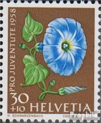 Produktbild von Briefmarken Schweiz 1958 Mi 666I, grüner Fleck links auf der Blüte (Feld 16) postfrisch Pro Juventute