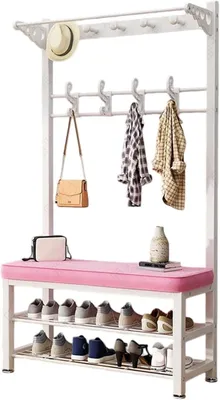 Imagen del producto de Perchero con zapatero, armario para recibidor de metal, 172 cm de altura