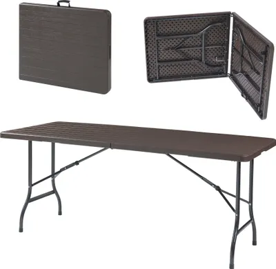 Produktbild von Skladací stôl "Lillestrøm" obdĺžnikový 180 x 75 x 72 cm vzhľad dreva, tmavohnedý