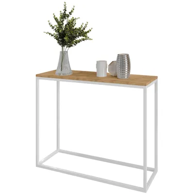 Produktbild von Furneo | Konsolentisch II - 80 cm - Wotan Eiche/Bianco - Hochwertige Verarbeitung - Ideal für Flur