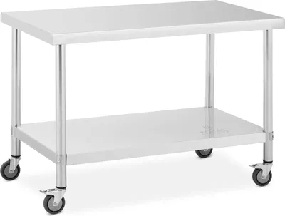 Produktbild von Expondo Royal Catering Edelstahltisch mit Rollen - PREMIUM - 70 x 120 cm - 158 kg -