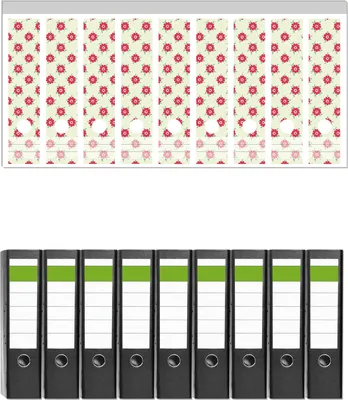 Produktbild von Wallario 9 Stück breite Ordner inkl. Klebeetiketten mit Motive Muster mit Blüten und Blättern -  Set mit Rückenschildern / Ordnerrücken Stickern