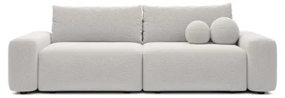 Produktbild von Sofa RUOTA mit Schlaffunktion, Schlafsofa, Wohnzimmersofa, Couch, Soffa, Bettsofa, Bucle-Stoff – Grau LAMBI 9