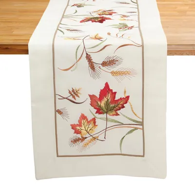 Obrázek produktu pro Ubrousky na stůl s motivem podzimních listů, výšivka, 40x110 cm