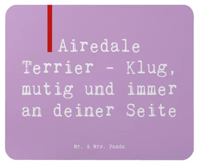 Produktbild von Mr. & Mrs. Panda Mousepad Spruch Airedale Terrier - Lavendeltraum - Geschenk, Mauspad, Loyalität, Hunderassen Charakter, Hund, robuste Hunderasse, laptop, Mouse Pad