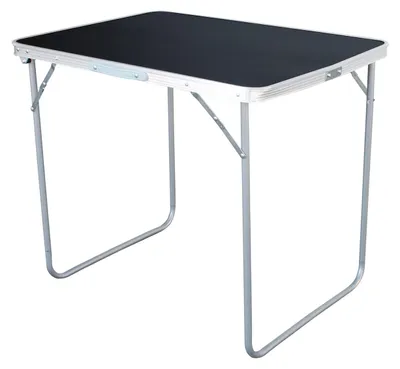 Image de Table de camping pliante noire avec poignée de transport aluminium L70xl50xH59cm
