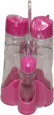 Produktbild von Menage Set 5tlg Essig Öl Salz Pfeffer Gewürzset Spender Kunstoff Glas Pink