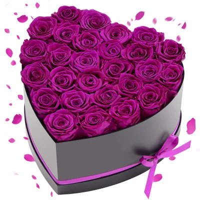 Produktbild von VEVOR 27x Ewige Rosen in Herzform Box, konservierter Blumenstrauß, Blumen Geschenkbox für ihre Frau, Mütter, Liebespartner, zur Hochzeit, zum Muttertag, Valentinstag, Weihnachten, dunkelviolett