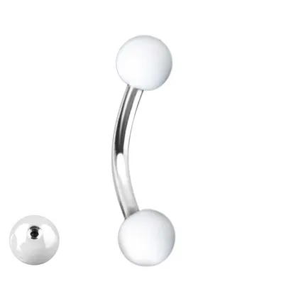 Produktbild von viva-adorno 1,2 x 10mm Piercing Banane Augenbrauenpiercing 316L Chirurgenstahl Stahlkugeln glänzend emailliert Z372, weiß