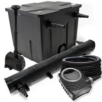 Obrázek produktu pro Kompletní sada Wiltec: CBF-350 jezírkový filtr do 12000 l, NEO10000 jezírkové čerpadlo 10000l/h 80W, CUV-272 jezírkový odkalovač 72W, 25m jezírková hadice 25 mm, HJ-943 fontána 800l/h 16W