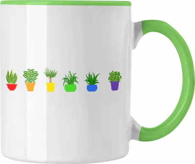 Produktbild von Trendation - Regenbogen Tasse Geschenk LGBT Schwule Lesben Transgender Grafik Pride Pflanzen Grafik (Grün)