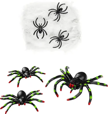 Produktbild von Spinnennetz mit Spinnen - Halloween Deko-Set, Grusel, Horror