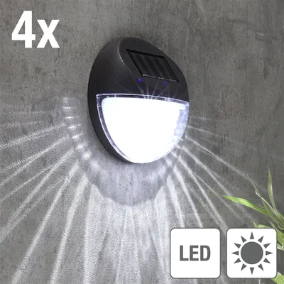 Obrázok produktu pre LED solárne svetlo na plot - 4 ks Záhradné dekoračné osvetlenie Haushalt- International