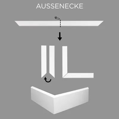Produktbild von PROVISTON | Außenecke für | Sockelleiste | Berliner Profil | 16 x 58 mm | MDF foliert | Weiß | annährend RAL 9016 | Hamburger Fußleiste