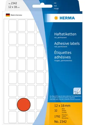 Image de Herma HERMA Etiquettes multi-usages 12x18 mm papier rouge mat inscription manuelle 1792 pcs.