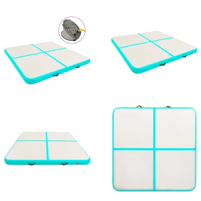 Immagine prodotto di vidaXL Tappetino da ginnastica gonfiabile con pompa 200x200x15 cm PVC Verde - Tappetino da ginnastica - Tappetino da ginnastica Yoga - Tappetini da ginnastica Yoga
