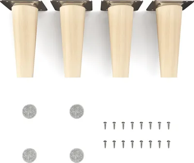 Produktbild von 4x sossai Holzfüße rund - gerade Ausführung 12cm Buche Naturbelassen