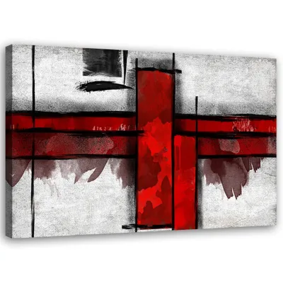 Produktbild von Leinwandbild rote rechtecke abstraktion 120x80 cm Feeby rot wandbild bereit zum aufhängen