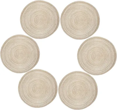 Produktbild von Platzsets Rund  Geflochten Tischsets  Hitzebeständigem Tisch Tischsets Waschbar,(Kaffee Farbe)