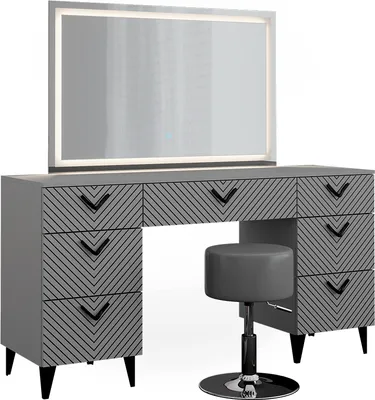 Produktbild von Vicco Der Schminktisch Anett, 150 cm mit LED Spiegel und Hocker, Grau