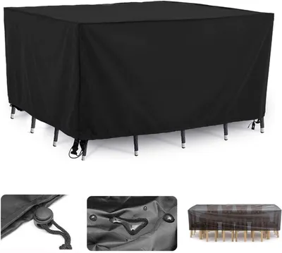 Produktbild von Gartenm?belabdeckung, Terrassentischabdeckung, rechteckig, wasserdicht, winddicht, UV-best?ndig, 210D Oxford-Gewebe, 54 x 76 x 69 cm
