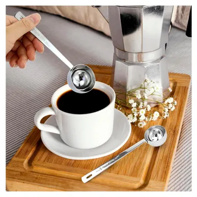 Produktbild von 2 Stück Kaffeelöffel Portionierer, Edelstahl Scoop, Silber Dosierlöffel