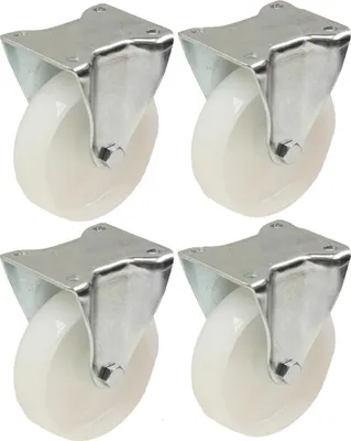 Produktbild von 125 mm (5 Zoll) Nylonrollen – Set mit feststehenden Schwerlastrollen – 4er-Set