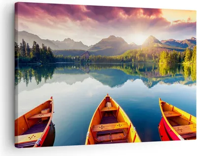 Produktbild von Bild auf Leinwand - Leinwandbild - See Natur - 70x50cm - Wand Bild - Wanddeko - Wandbilder - Leinwanddruck - Bilder - Kunstdruck - Wanddekoration - Leinwand bilder - Wandkunst - AA70x50-3579