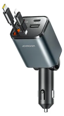 Produktbild von Ładowarka Samochodowa Joyroom Jr-Ccl05 30W 4W1 Z 2 Wbudowanymi Kablami Zwijanymi - Ciemnoszara