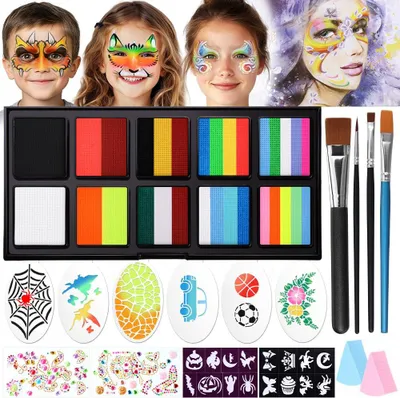Produktbild von Janolia Rainbow Gesichtsmalfarbe Set, wasseraktiviert, Split Cake Face Paint, Kinderschminke ideal für Kinderpartys, Halloween, Karneval und Ostern