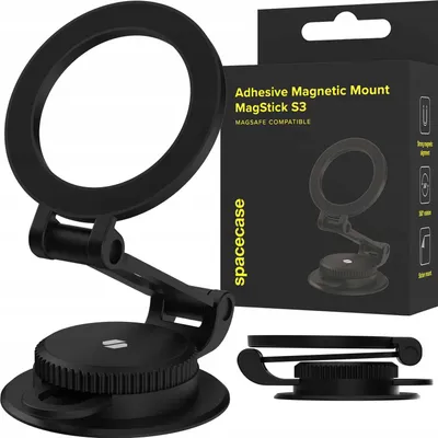 Zdjęcie produktu dla Uchwyt samochodowy samoprzylepny SPACECASE Obrotowy Magnetic Mount MagStick S3 Czarny