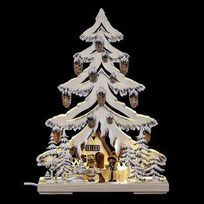 Produktbild von Lichterspitze Tanne Frau und Mädchen mit Hund, Raureif (32-x44cm) von RATAGS Holzdesign
