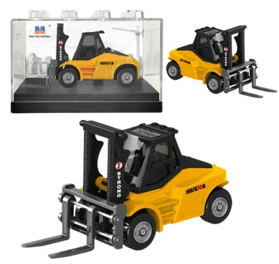Productafbeelding van Heftruck Metaal Verzamelmodel Huina Geel 1:80