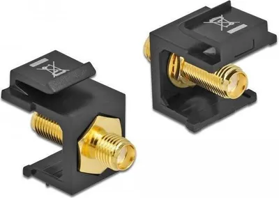 Produktbild von DeLOCK Keystone Modul SMA Buchse > SMA Buchse schwarz, Flach, Schwarz, SMA, SMA, 16,3 mm, 24,5 mm