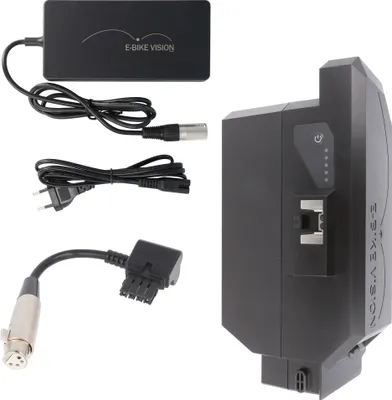 Produktbild von Set E-Bike Akku nur passend für den Panasonic Next Generation 36V 19Ah 691Wh Version NKY467B2 mit Ladeadapter und E-Bike Vision Power Pack Schnell-Lader 4A/36V