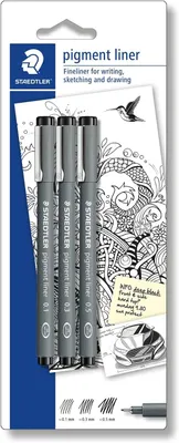 Produktbild von STAEDTLER Pigment Liner 308 Fineliner-Set - Set mit 3 Stück - Schwarz - 0,5 mm